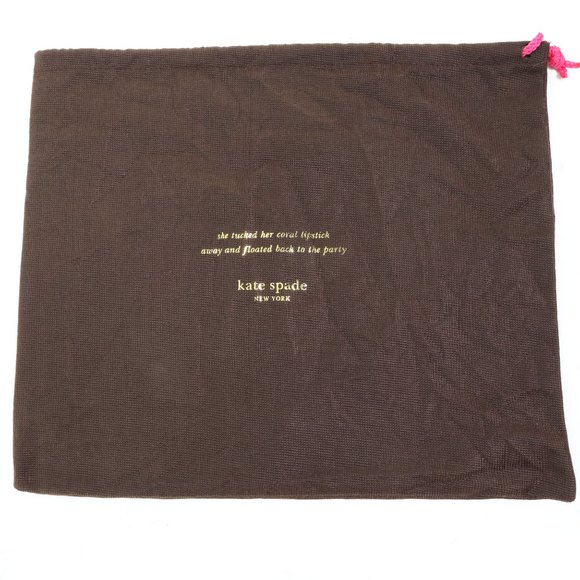Kate Spade New York • Dust Bag • 14 X 11.5 • Brown/Gold W/Pink Draw String - Picture 3 of 9